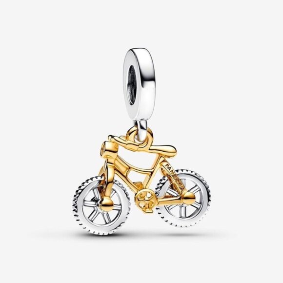 💎Pandora Two-tone Spinning Wheels Bicycle Dangle Charm✨ - Picture 1 of 5